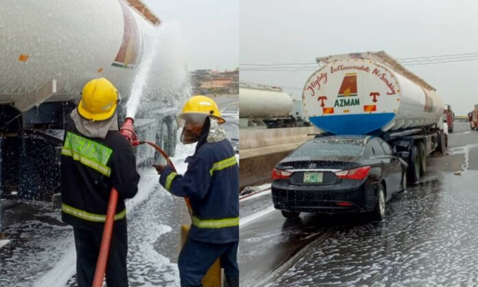 Oyo Fire Service Rescues 2 From Petrol Tanker Accident